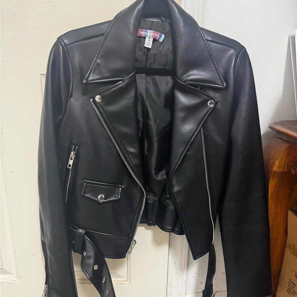 Urban Outfitters Black Leather Biker Jacket - Picture 3 of 6